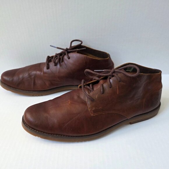 Timberland Chukka Boots Mens 11.5 Brown Leather Yorkdale Lace Up Ortholite A22GK - Picture 3 of 14